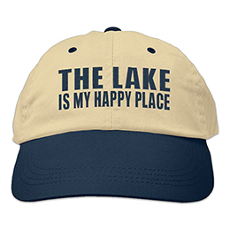 Khaki/Navy Lake Happy Place Embroidered Hats 