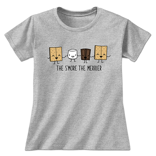 The Smore The Merrier Sports Grey Ladies T Shirt Earth Sun Moon