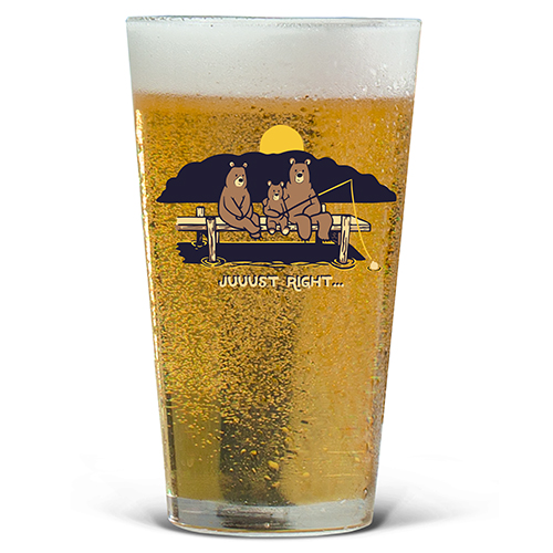 Juuust Right - Fishing Clear Color Printed Pint Glass