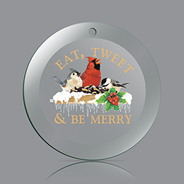 Clear Eat, Tweet and Be Merry Ornament 