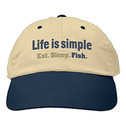 Khaki/Navy Life is Simple - Fish Embroidered Hats 
