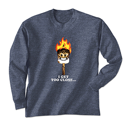 Heather Navy I Get Too Close Long Sleeve Tees 