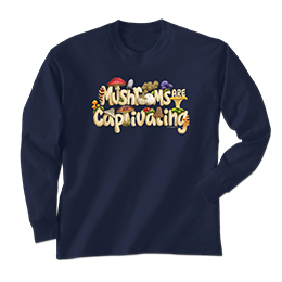 Navy Mushrooms are CAP-tivating Long Sleeve Tees 