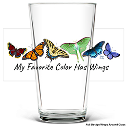 Clear My Favorite Color - Butterflies Pint Glass - Color Printed 