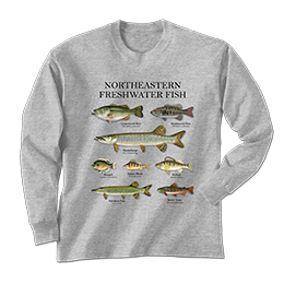 Sports Grey Northeastern Fish Long Sleeve Tees 