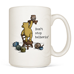 White Don't Stop Believin' Coffee Mugs 