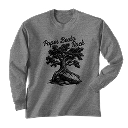 Graphite Heather Paper Beats Rock Long Sleeve Tees 