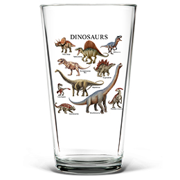 Clear Dinosaurs Pint Glass - Color Printed 