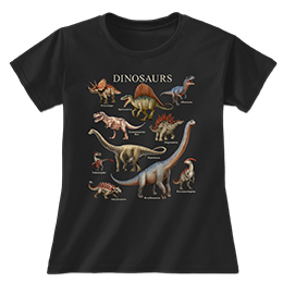 Black Dinosaurs Ladies T-Shirts 