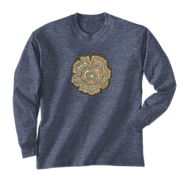 Heather Navy Tree Rings Long Sleeve Tees 