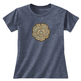 Heather Navy Tree Rings Ladies T-Shirts 